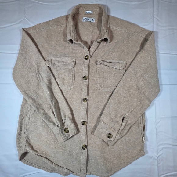 Hollister Tops - Hollister California Boyfriend Fit Button Down Shirt Tan Brown Womens Medium
